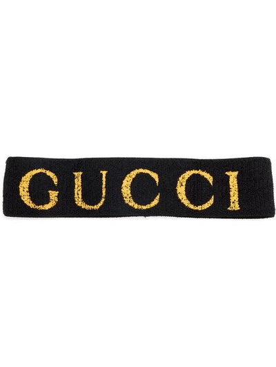 Gucci Logo-print Headband In Black