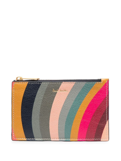 Paul Smith Swirl Zipped Leather Wallet In Blue