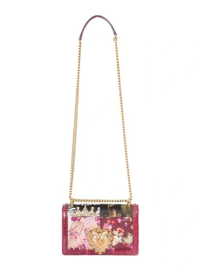 Dolce & Gabbana Devotion Polyester Shouder Bag In Marrone