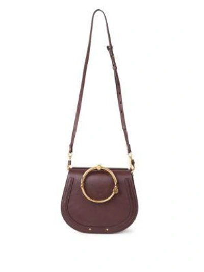 Chloé Small Nile Leather & Suede Bracelet Bag In Bordeaux