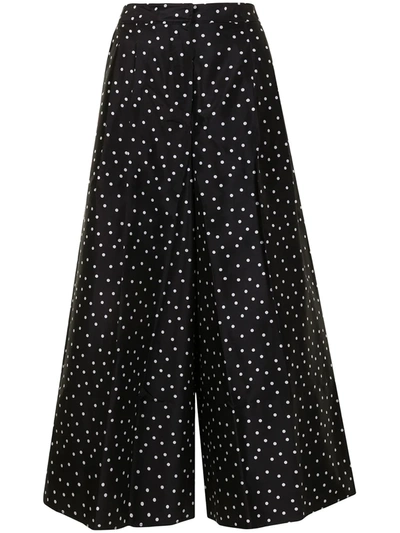 Carolina Herrera High-waisted Polka-dot Print Trousers In Schwarz