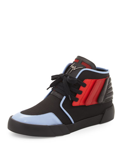 Giuseppe Zanotti Foxy London High-top Sneaker, Black/red/blue | ModeSens