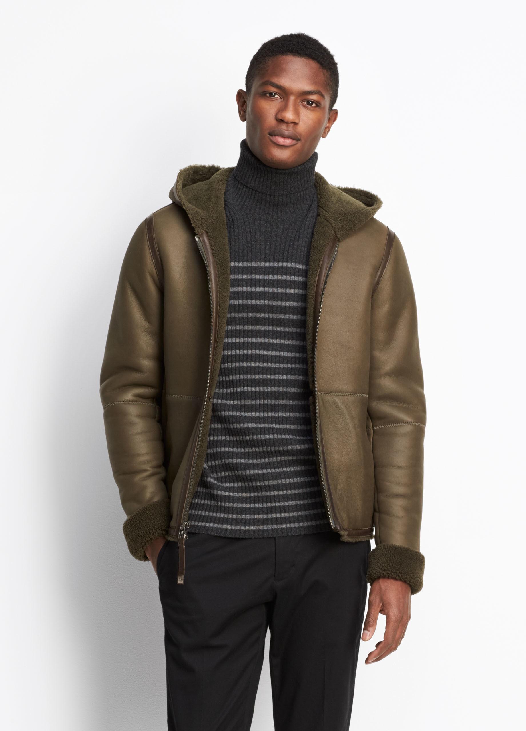 vince shearling hooded jacket