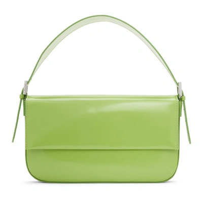 By Far 'manu' Semi Patent Leather Baguette Shoulder Bag In Green
