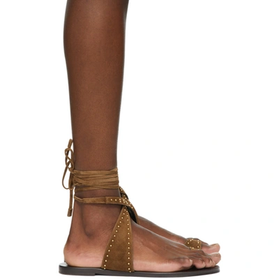 Saint Laurent Brown Gia Wrap Sandals In 2330 Land