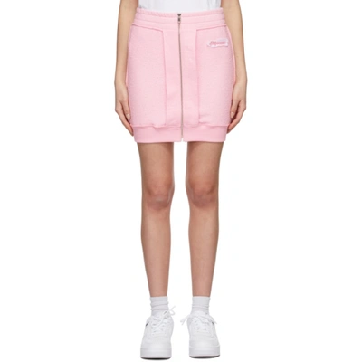 Moschino Pink Fleece Inside Out Label Miniskirt In A1222 Pink
