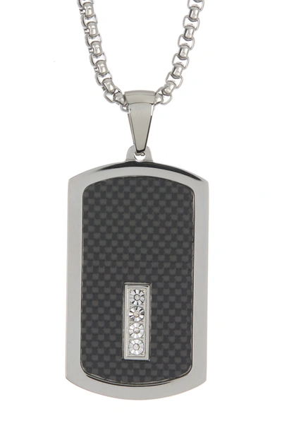 English Laundry Two-tone Dog Tag Pendant Necklace In Silver/black