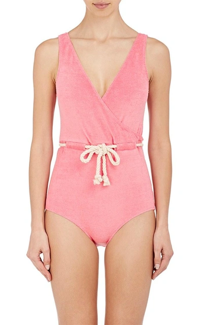 Lisa Marie Fernandez Yasmin Cotton-blend One-piece Swimsuit In Pink Terry