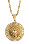 Hmy Jewelry Pave Lion Head Pendant Necklace In Yellow