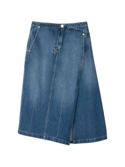3.1 Phillip Lim Asymmetrical-hem Denim Midi Skirt In Blue