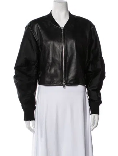 Pre-owned 3.1 Phillip Lim Lamb Leather Bomber Jacket In Black