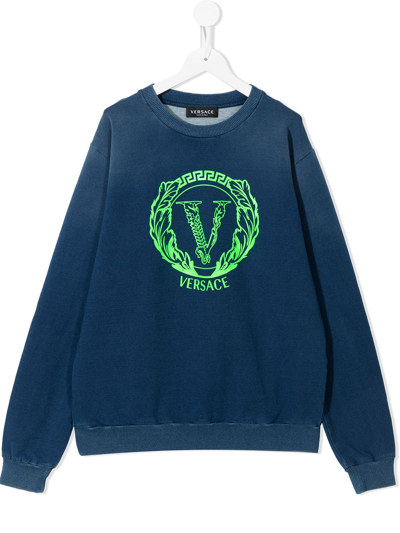 Versace Logo印花卫衣 In Blue