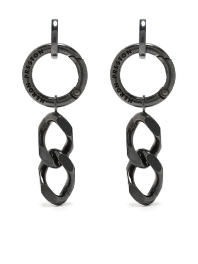 Heron Preston Chain Pendant Earrings In Black