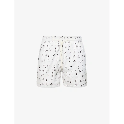 Arrels Barcelona Regards Coupables Graphic-print Relaxed-fit Swim Shorts In Black/white