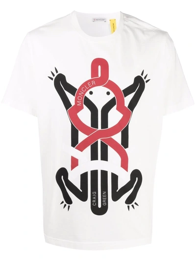 Moncler Frog-print Cotton-jersey T-shirt In White