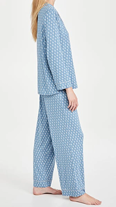 Eberjey Sleep Chic Printed Pajama Set In Daisy Blue Shadow
