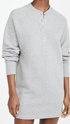 Marissa Webb So Uptight Plunge Henley Sweatshirt Dress In Heather Grey