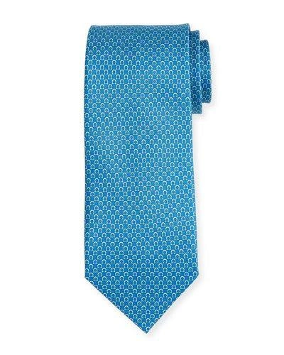 Ferragamo Bicolor Gancio Silk Twill Tie, Blue
