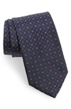 Ferragamo Gancio & Dot Silk Twill Tie, Blue In Navy