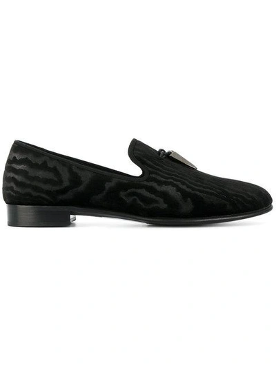 Giuseppe Zanotti Velvet Shark Tooth Slippers In Black