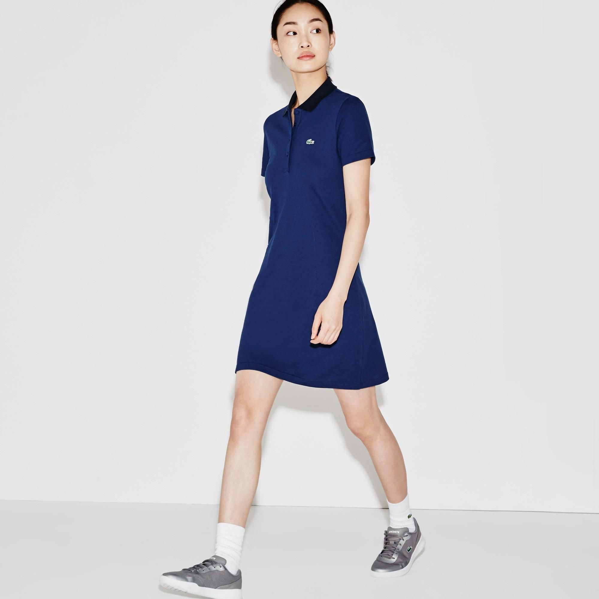 Lacoste Women's Sport Golf Stretch Mini Piqué Polo Dress - Ocean/navy Blue  | ModeSens