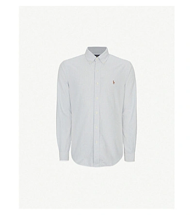 Polo Ralph Lauren Striped Oxford Fit Single Cuff Shirt In Bsr Blue/white Stripe