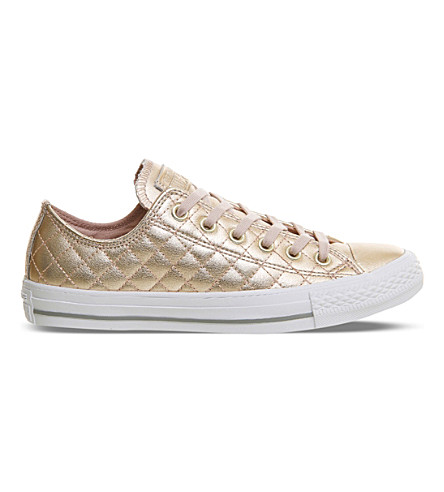 Converse All Star Quilted Metallic Leather Trainers In Rose Gold Quilted |  ModeSens