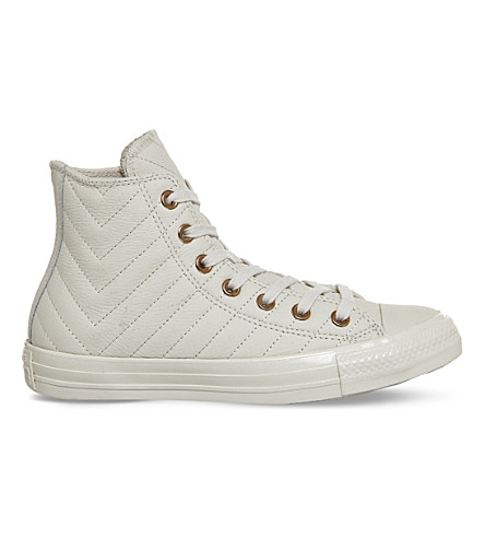 Converse All Star Stitched Leather High-top Sneakers In Parchment Rose ...