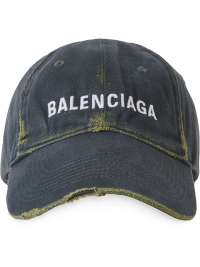 Balenciaga Logo Twill Classic Baseball Cap In Green