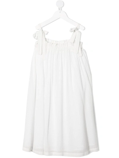 Andorine Kids' 荷叶边中长连衣裙 In White