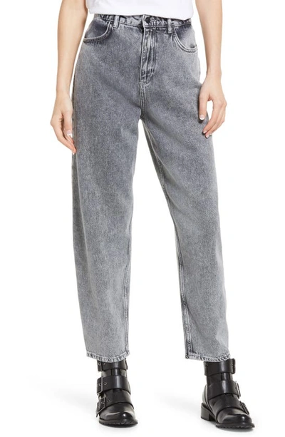 Allsaints Baya Barrel-leg High-rise Cotton-blend Jeans In Snow Wash Grey