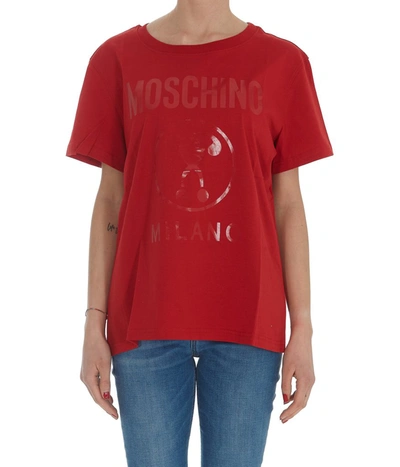Moschino Double Question Mark Logo T-shirt In Red