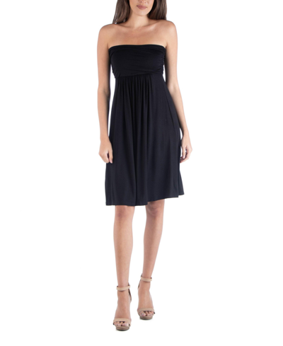 24seven Comfort Apparel Plus Size Knee Length Strapless Mini Dress In Black