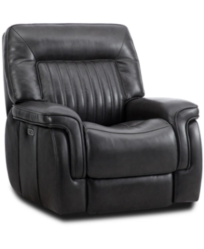 Furniture Closeout! Thaniel 38" Leather Power Glider Recliner, Created For Macy's In Stampeded Charcoal