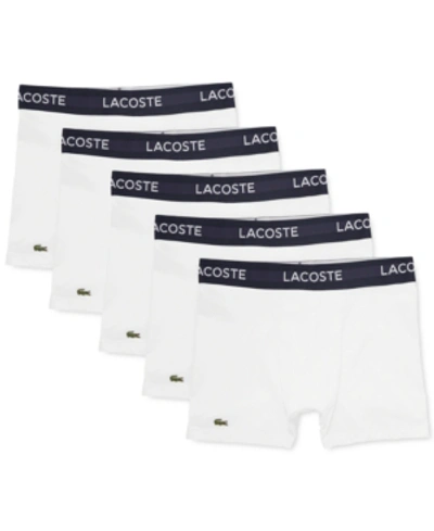 Lacoste Men's Logo Waist Boxer Briefs 5-pack - Xxl In White