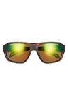 Smith Deckboss 63mm Chromapop™ Polarized Oversize Rectangle Sunglasses In Matte Tortoise/ Green Mirror