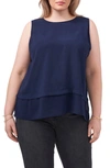 Vince Camuto Layered Hem Sleeveless Top In Classic Navy