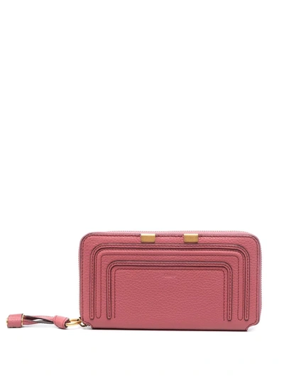 Chloé Marcie Leather Continental Wallet In Faded Rose