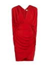 Halston Ria Cape-back Draped Stretch-jersey Mini Dress In Red