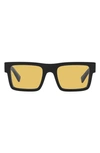 Prada 52mm Rectangular Sunglasses In Matte Black