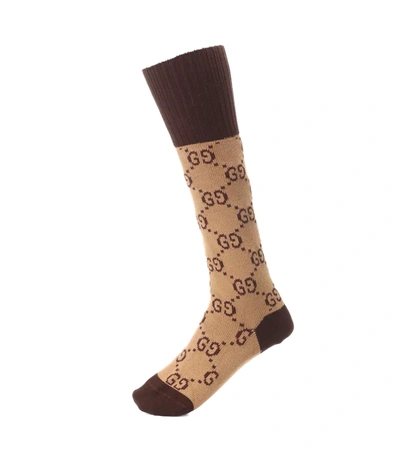 Gucci Gg Cotton Blend Jacquard Socks In Print