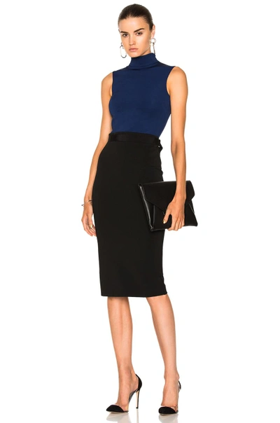 David Koma Two-tone Fitted Dress In Black,blue