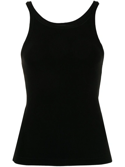 Moncler Logo-tape Cotton Tank Top In Black