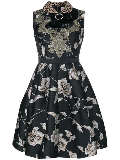 Antonio Marras Bow Detail Floral Dress - Black