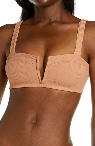 L*space Lee Lee Ribbed Bikini Top In Putty