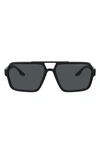 Prada 59mm Rectangle Sunglasses In Black