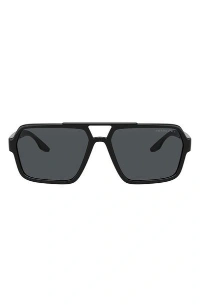 Prada 59mm Rectangle Sunglasses In Black