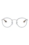 Ray Ban Ray-bay 47mm Round Optical Glasses In Blue Silver