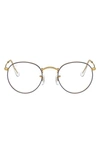 Ray Ban Ray-bay 47mm Round Optical Glasses In Shiny Gold