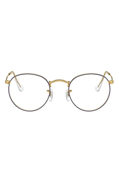 Ray Ban Ray-bay 47mm Round Optical Glasses In Shiny Gold